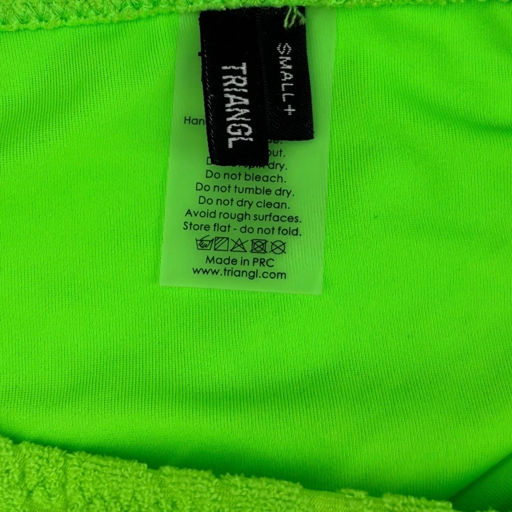 Triangl Bandeau Bikini Top Neon Green Terry Zebra Texture Size Small+